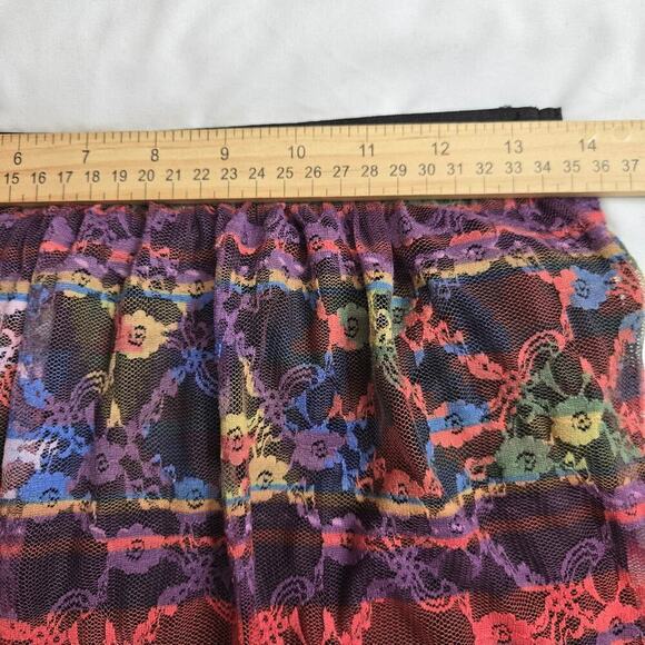 Double Zero Lace Skirt Medium Sheer Rainbow Lined Pull-on Boho Whimsigoth A-Line - Picture 8 of 9
